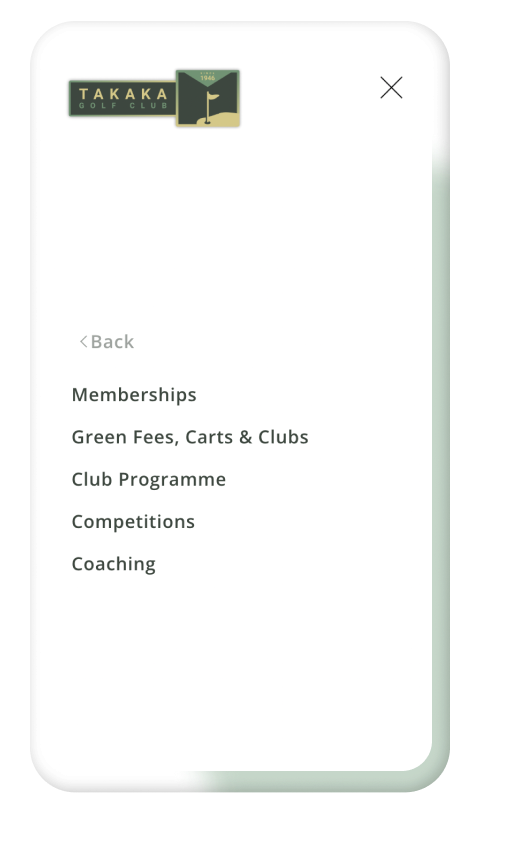 Takaka Golf Club mobile menu