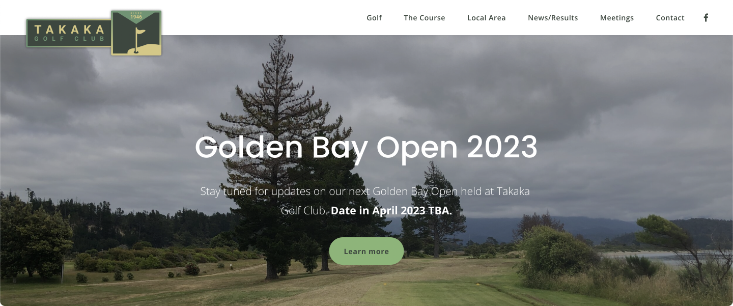 Takaka Golf Club menu and logo